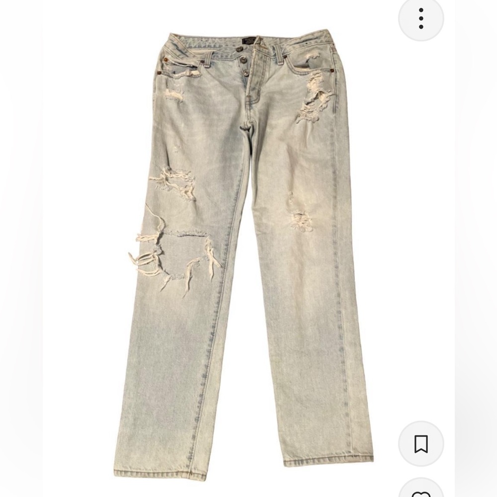 Abercrombie & Fitch Gray Straight Jeans with Distressed Details